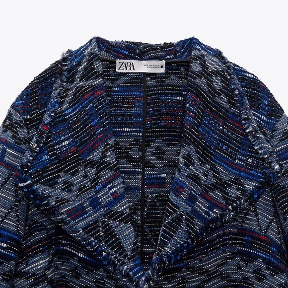 ZARA Fluid jacquard coat with lapel collar and long sleeves. LIMITED EDITION Med - Picture 7 of 10